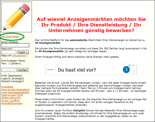 Hilfe: Hier ist der Link zur Startseite.