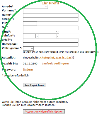Hilfe: Ihr Profil.